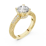 Ethereal Round Brilliant Pavé-Set Solitaire Engagement Ring