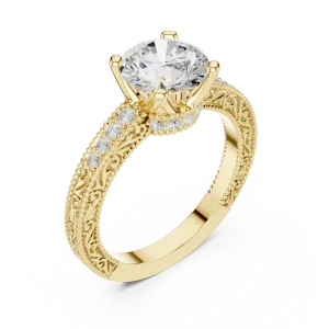 Ethereal Round Brilliant Pavé-Set Solitaire Engagement Ring