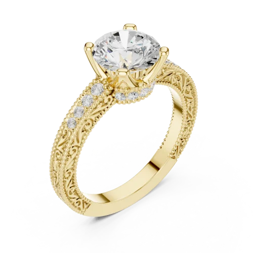 Ethereal Round Brilliant Pavé-Set Solitaire Engagement Ring