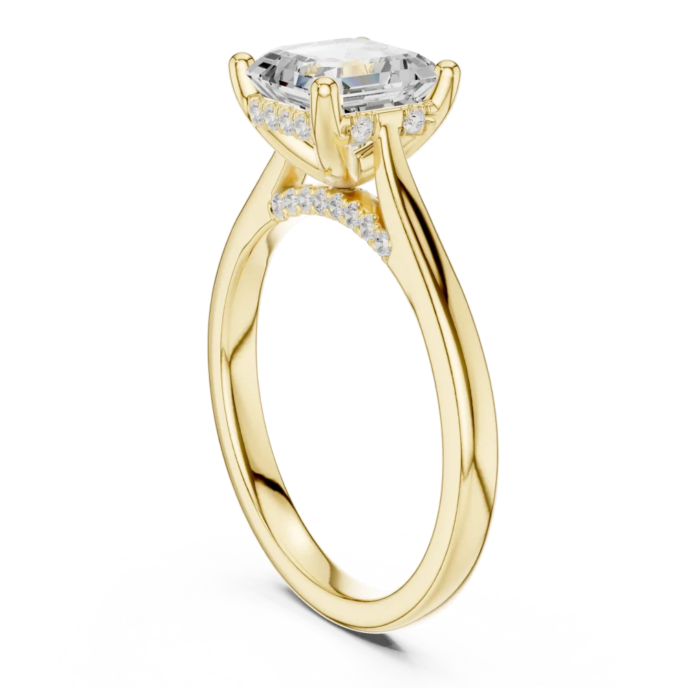 Ethereal Emerald Cut Hidden Halo Solitaire Ring - Image 3