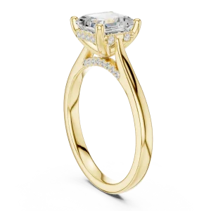Ethereal Emerald Cut Hidden Halo Solitaire Ring - Image 3