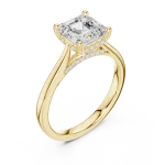 Ethereal Emerald Cut Hidden Halo Solitaire Ring