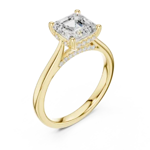 Ethereal Emerald Cut Hidden Halo Solitaire Ring