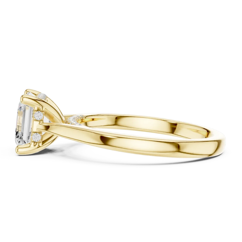 Ethereal Emerald Cut Hidden Halo Solitaire Ring - Image 4
