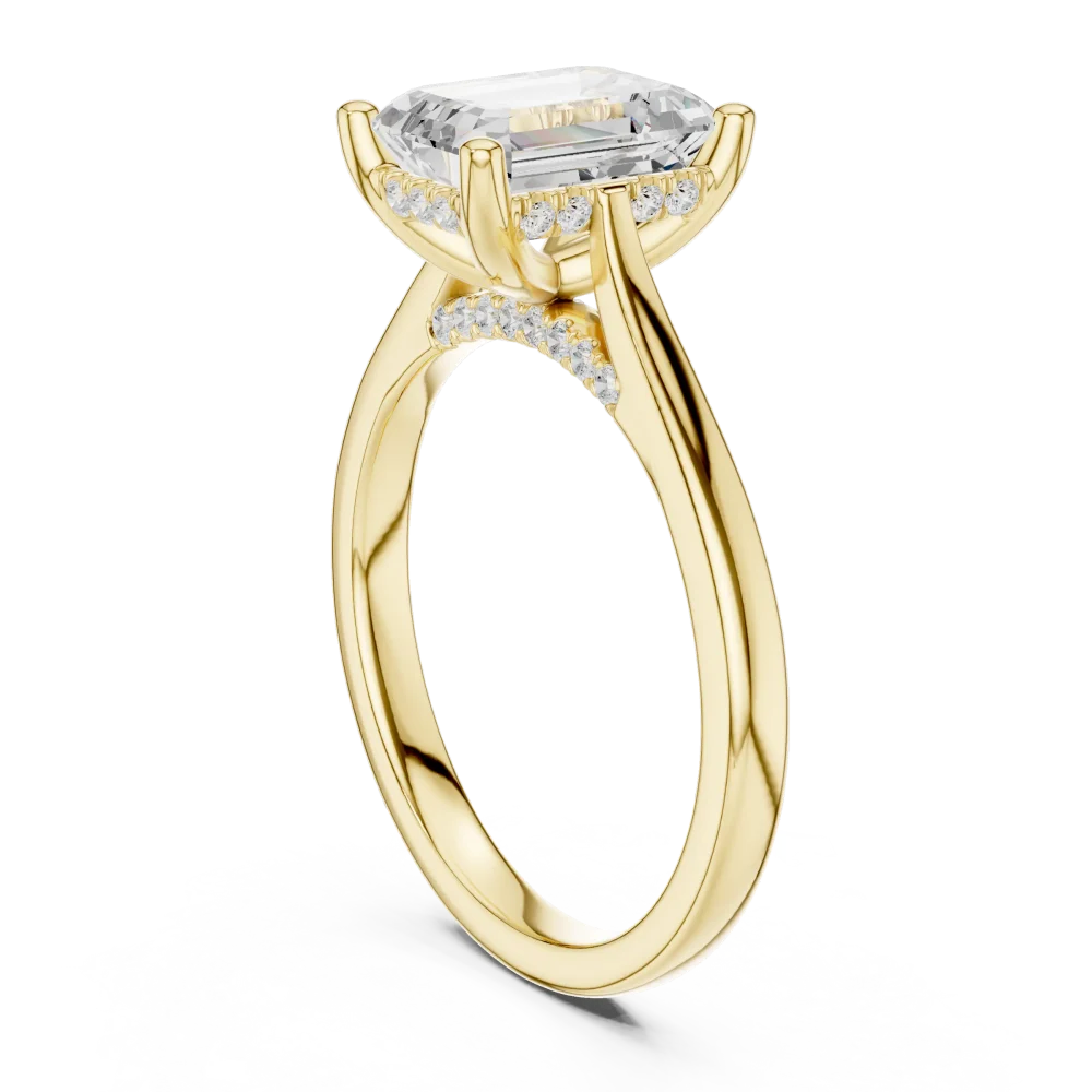 Ethereal Emerald Cut Hidden Halo Solitaire Ring - Image 3