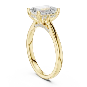 Ethereal Emerald Cut Hidden Halo Solitaire Ring - Image 3
