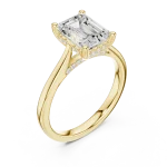 Ethereal Emerald Cut Hidden Halo Solitaire Ring