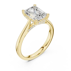 Ethereal Emerald Cut Hidden Halo Solitaire Ring