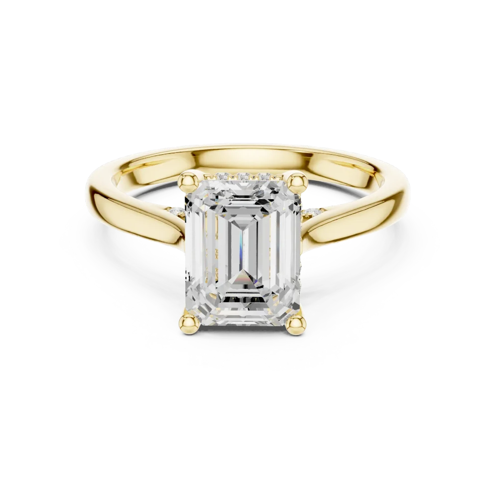 Ethereal Emerald Cut Hidden Halo Solitaire Ring - Image 2