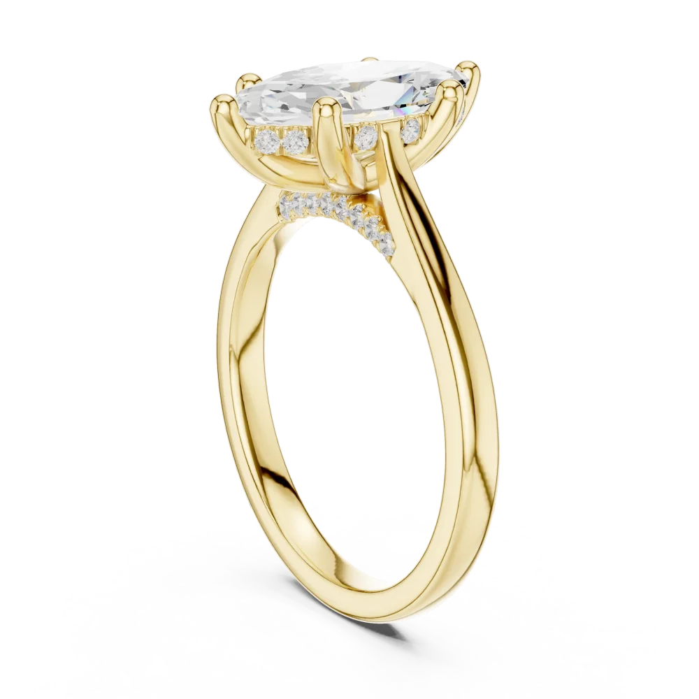 Ethereal Marquise Silhouette Hidden Halo Solitaire Ring - Image 3