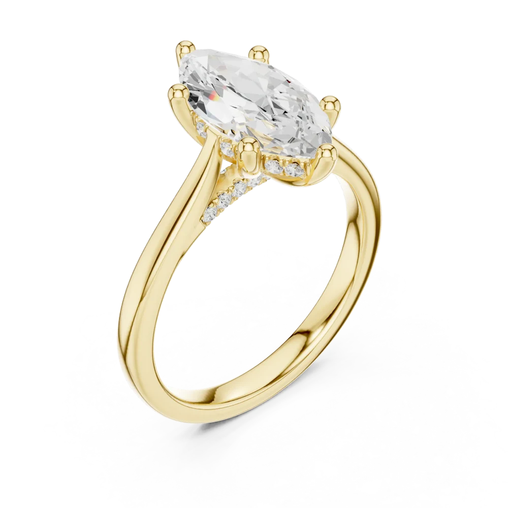 Discover the Ethereal Marquise Solitaire Ring, a brilliant-cut masterpiece crafted for modern luxury. Shop this timeless, sustainable diamond design.