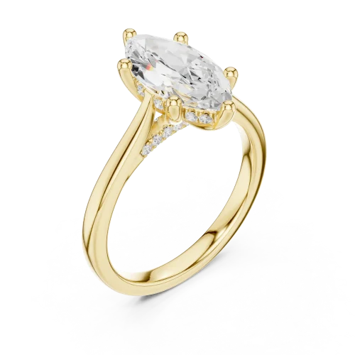 Ethereal Marquise Silhouette Hidden Halo Solitaire Ring