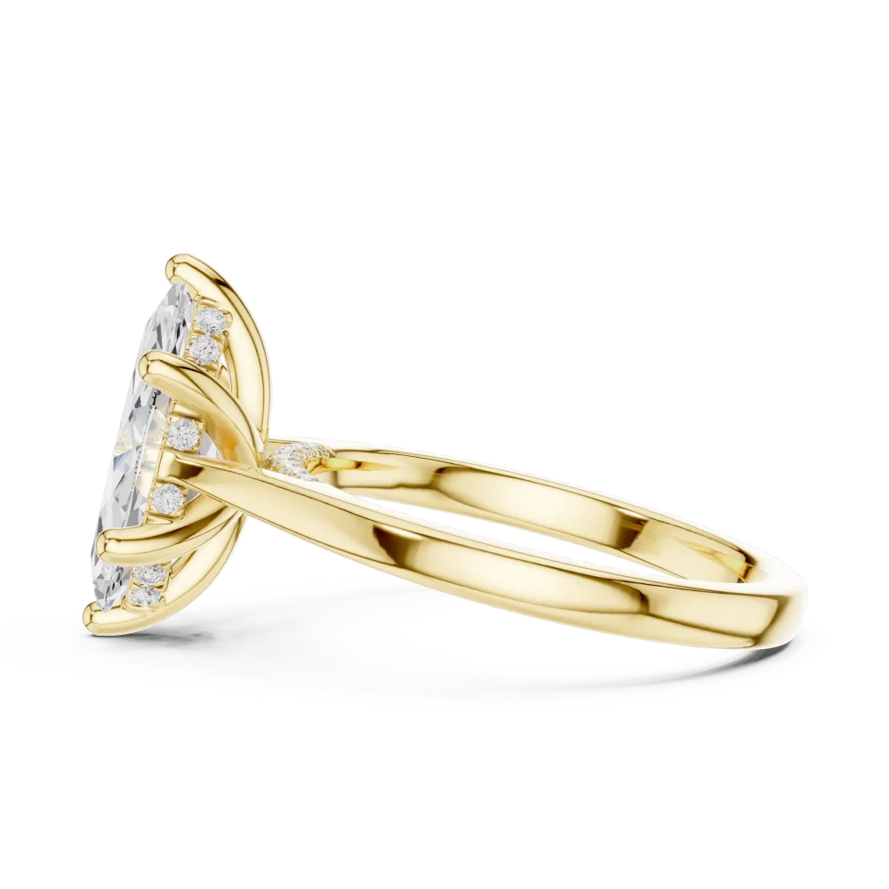 Ethereal Marquise Silhouette Hidden Halo Solitaire Ring - Image 4