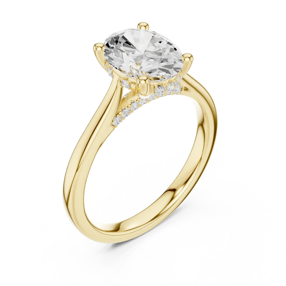 Discover the radiant allure of our oval solitaire ring, expertly handcrafted with premium DIAMEUR diamonds. Elevate your collection with luxury today.