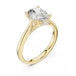 Ethereal Oval Cut Luminary Pavé-Set Solitaire Ring