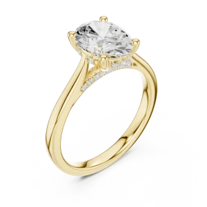Ethereal Oval Cut Luminary Pavé-Set Solitaire Ring