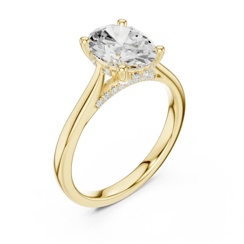 Ethereal Oval Cut Luminary Pavé-Set Solitaire Ring