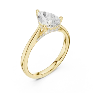 Ethereal Pear Cut Hidden Halo Solitaire Ring