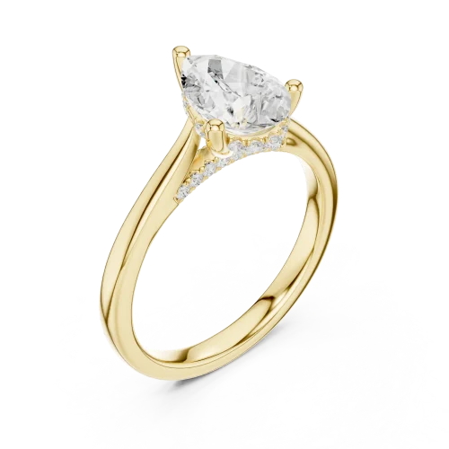 Ethereal Pear Cut Hidden Halo Solitaire Ring