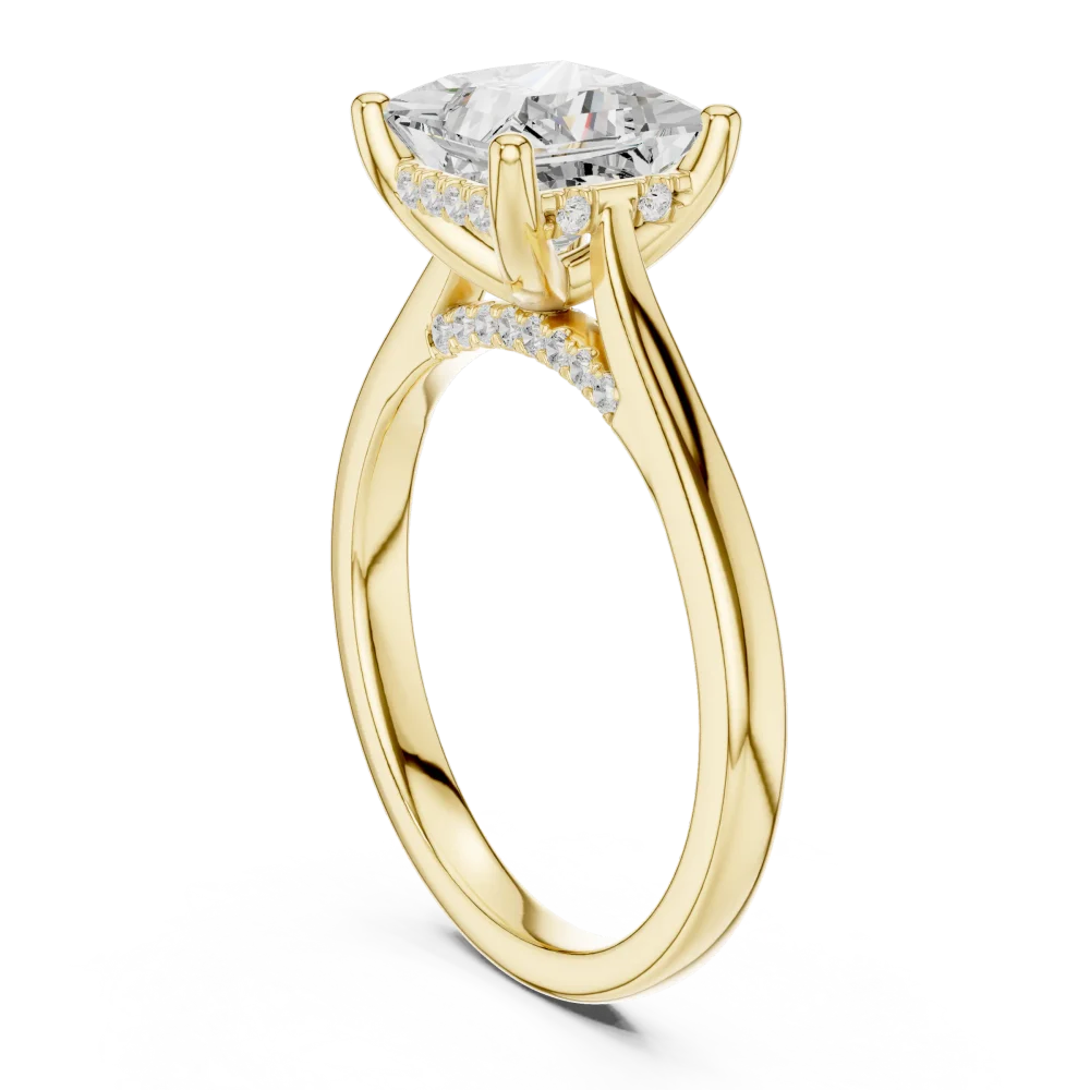 Ethereal Princess Cut Radiant Pavé Hidden Halo Solitaire Ring - Image 3
