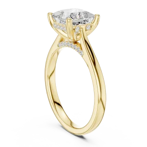 Ethereal Princess Cut Radiant Pavé Hidden Halo Solitaire Ring - Image 3