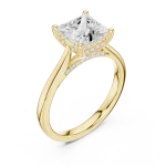 Ethereal Princess Cut Radiant Pavé Hidden Halo Solitaire Ring