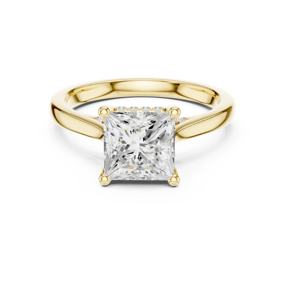 Ethereal Princess Cut Radiant Pavé Hidden Halo Solitaire Ring - Image 2