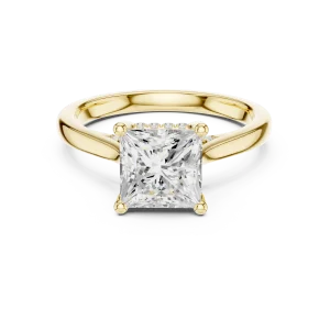 Ethereal Princess Cut Radiant Pavé Hidden Halo Solitaire Ring - Image 2
