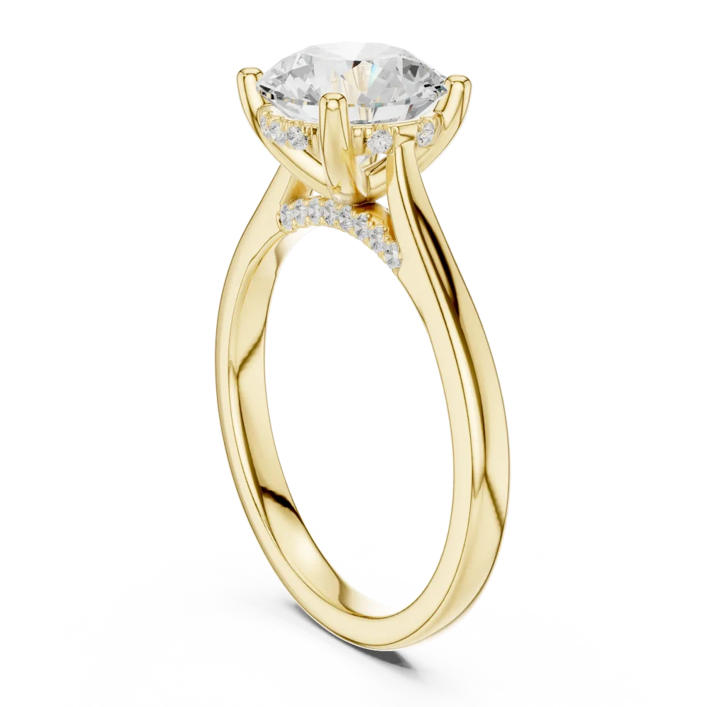 Luminary Round Brilliant Pavé-Set Hidden Halo Solitaire Ring - Image 3