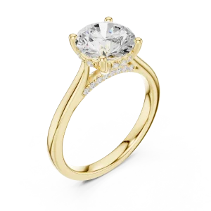 Luminary Round Brilliant Pavé-Set Hidden Halo Solitaire Ring