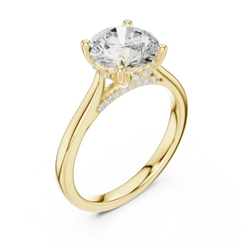 Luminary Round Brilliant Pavé-Set Hidden Halo Solitaire Ring