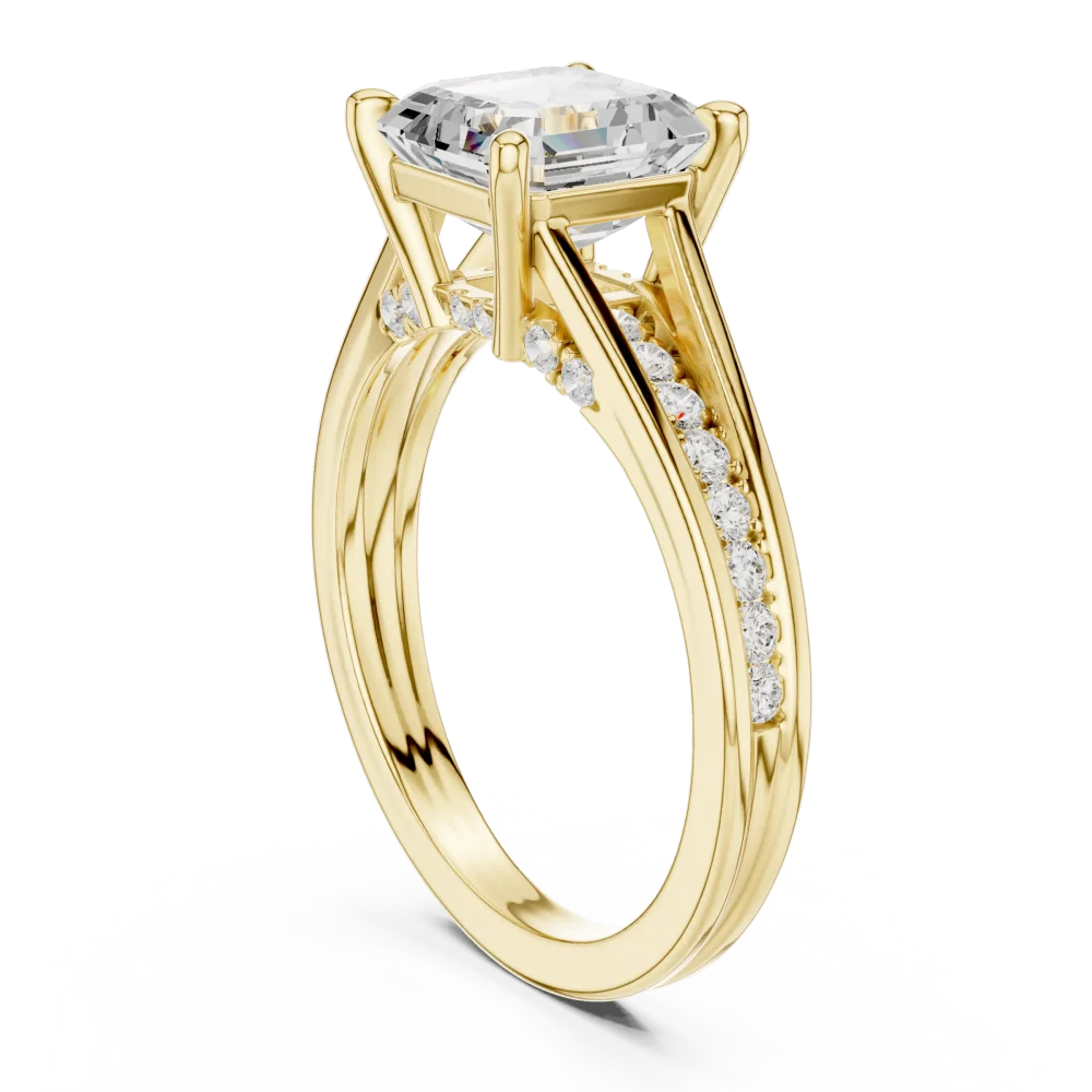 Luminary Emerald Cut Pavé-Set Architectural Solitaire Ring - Image 3