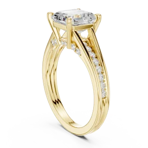 Luminary Emerald Cut Pavé-Set Architectural Solitaire Ring - Image 3