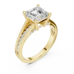 Luminary Emerald Cut Pavé-Set Architectural Solitaire Ring