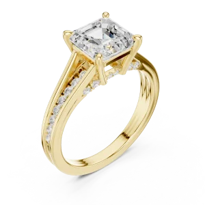 Luminary Emerald Cut Pavé-Set Architectural Solitaire Ring