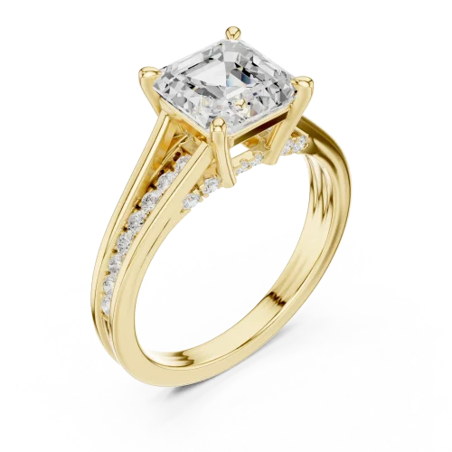 Luminary Emerald Cut Pavé-Set Architectural Solitaire Ring
