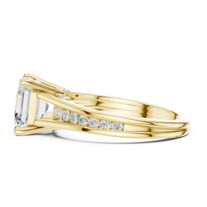 Luminary Emerald Cut Pavé-Set Architectural Solitaire Ring - Image 4