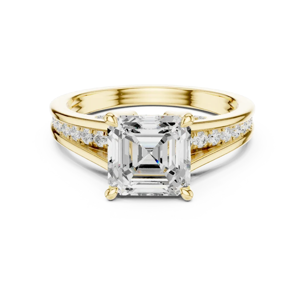 Luminary Emerald Cut Pavé-Set Architectural Solitaire Ring - Image 2