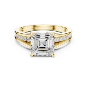 Luminary Emerald Cut Pavé-Set Architectural Solitaire Ring - Image 2