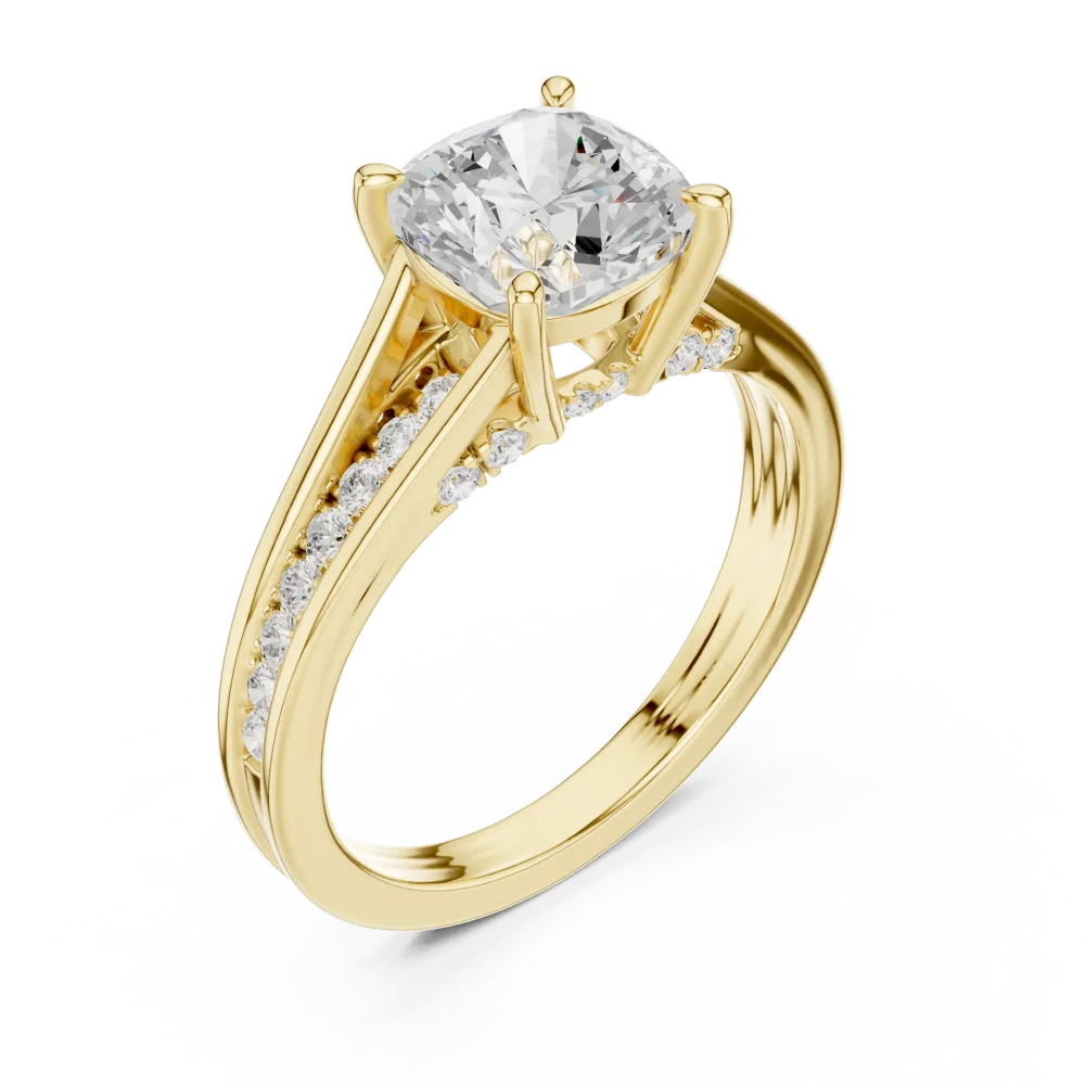Discover the radiant allure of our cushion-cut solitaire ring, featuring hand-set DIAMEUR lab-grown diamonds. Elevate your collection—shop online today.