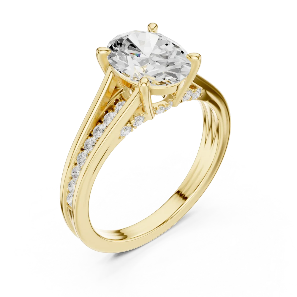 Celebrate forever with this stunning oval-cut solitaire ring, featuring brilliant pavé-set DIAMEUR diamonds. Elevate your style and shop today!