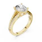Ethereal Oval Cut Pavé-Set Luminary Solitaire Ring