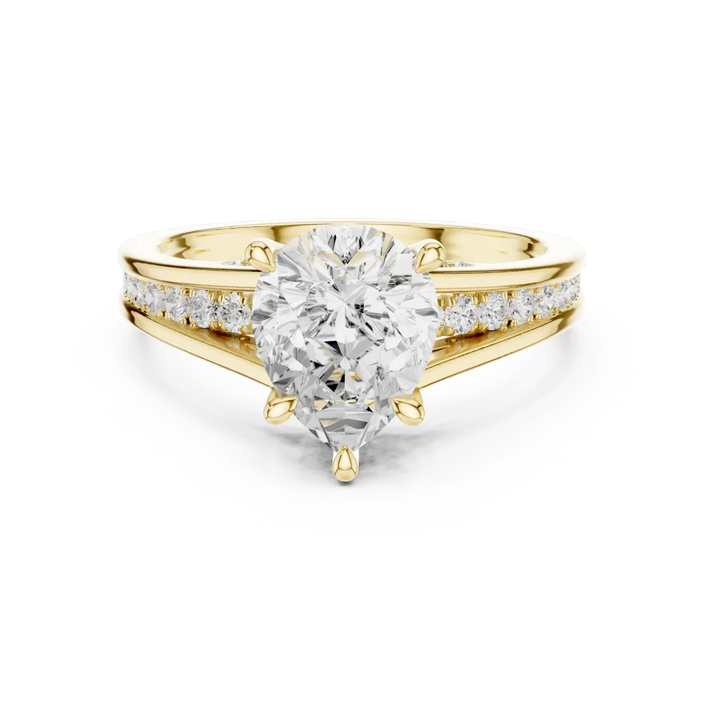 Luminary Pear Cut Pavé-Set Solitaire Ring - Image 2