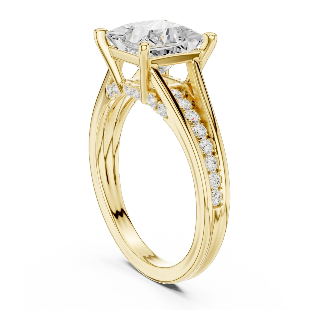 Architectural Princess Cut Pavé-Set Solitaire Engagement Ring - Image 3