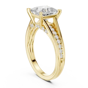Architectural Princess Cut Pavé-Set Solitaire Engagement Ring - Image 3