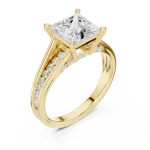 Architectural Princess Cut Pavé-Set Solitaire Engagement Ring