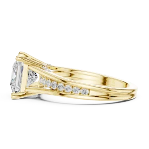 Architectural Princess Cut Pavé-Set Solitaire Engagement Ring - Image 4