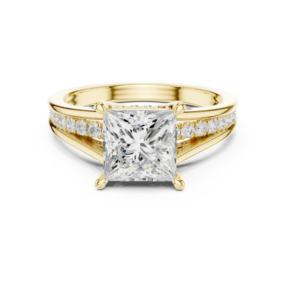 Architectural Princess Cut Pavé-Set Solitaire Engagement Ring - Image 2