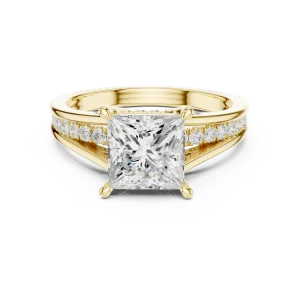 Architectural Princess Cut Pavé-Set Solitaire Engagement Ring - Image 2