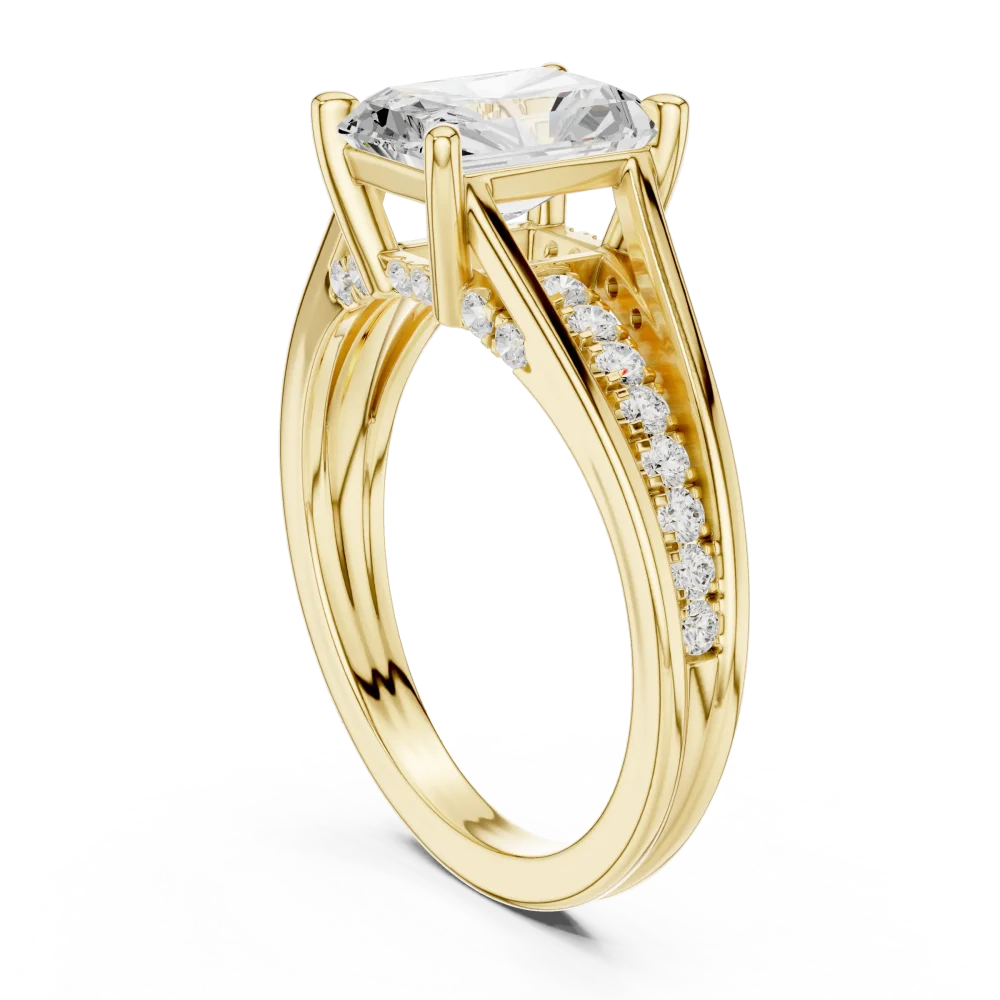 Ethereal Radiant Cut Pavé-Set Architectural Solitaire Ring - Image 3
